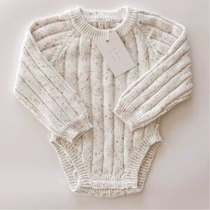 Oat Co Wide Ribbed Organic Cotton Knit Onesie in Sprinkle